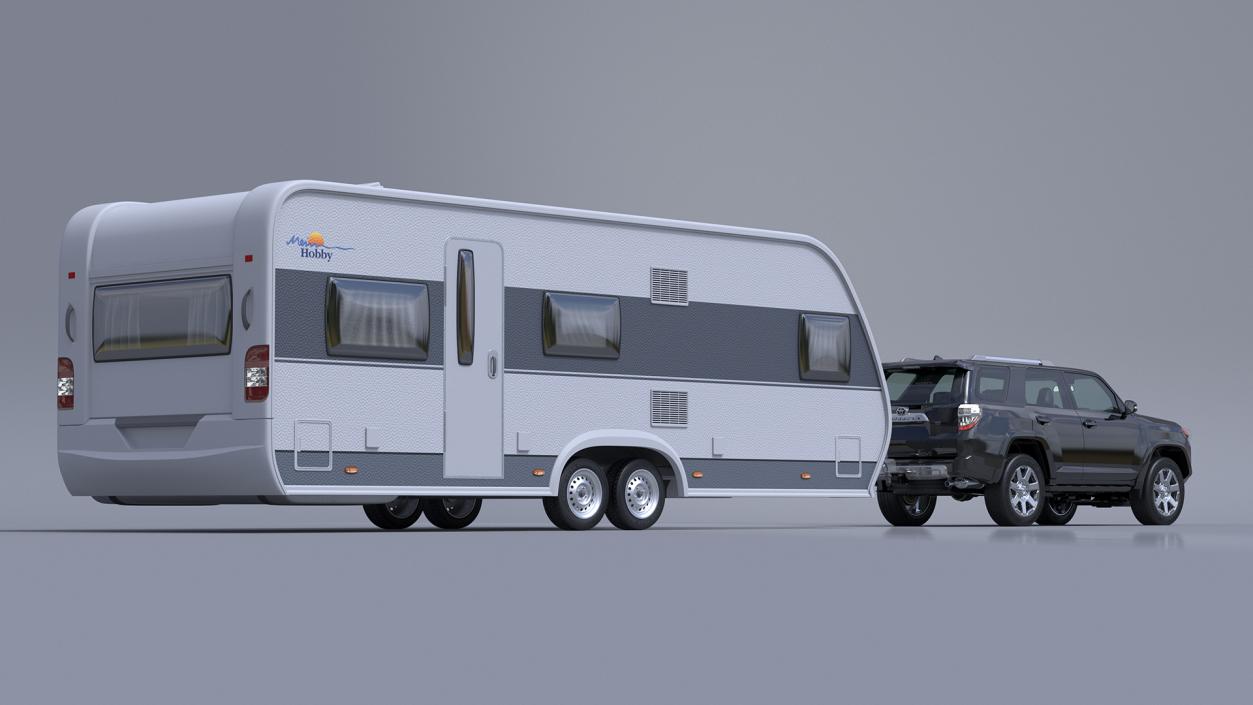 3D model Toyota 4Runner Towing Caravan Hobby