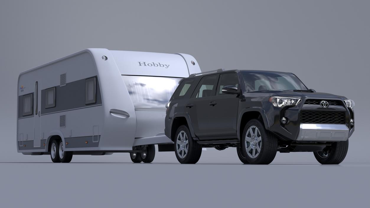 3D model Toyota 4Runner Towing Caravan Hobby