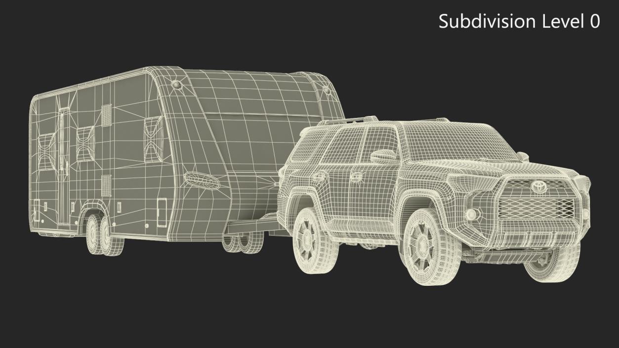 3D model Toyota 4Runner Towing Caravan Hobby