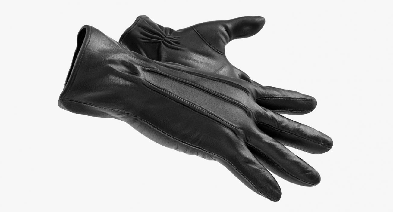 3D model Leather Gloves Black