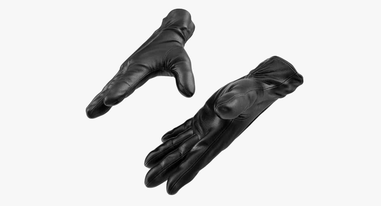 3D model Leather Gloves Black