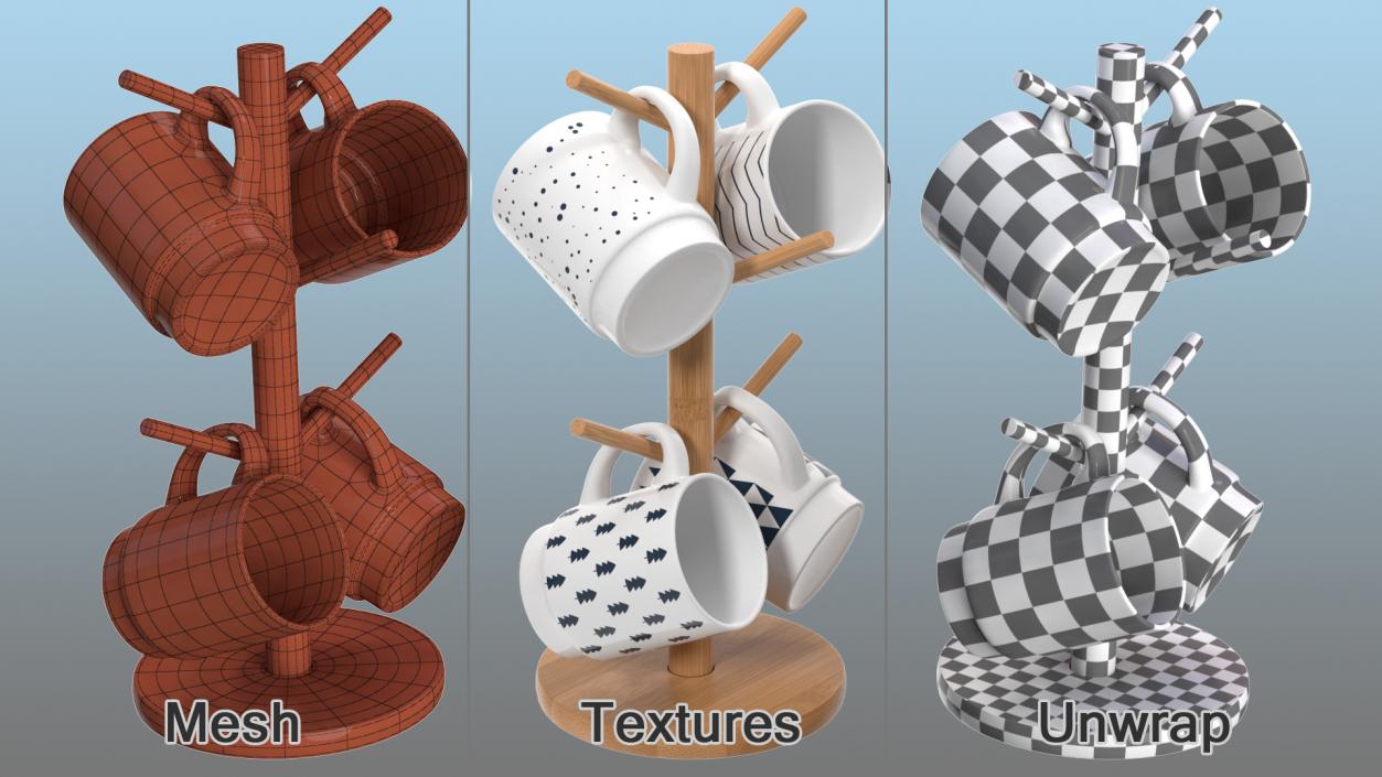 3D Kitchen Mug Tree Stand Set