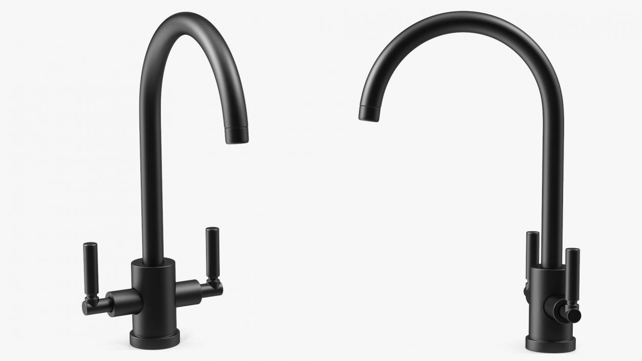 3D Monobloc Kitchen Tap Matt Black