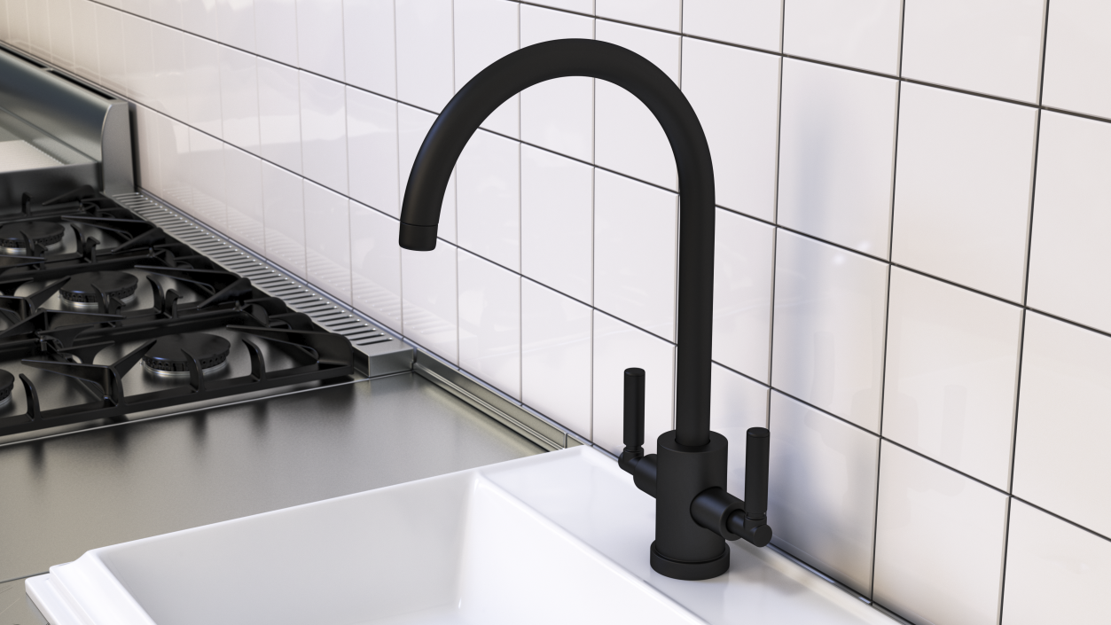 3D Monobloc Kitchen Tap Matt Black