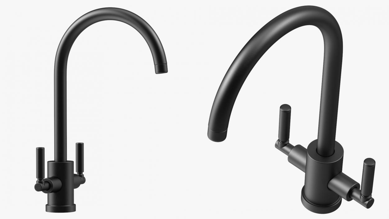 3D Monobloc Kitchen Tap Matt Black