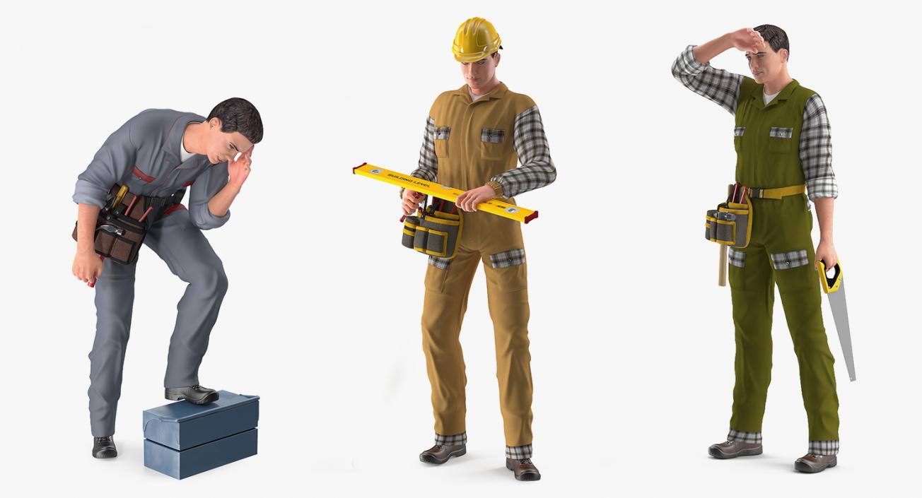 3D model Rigged Workers Collection