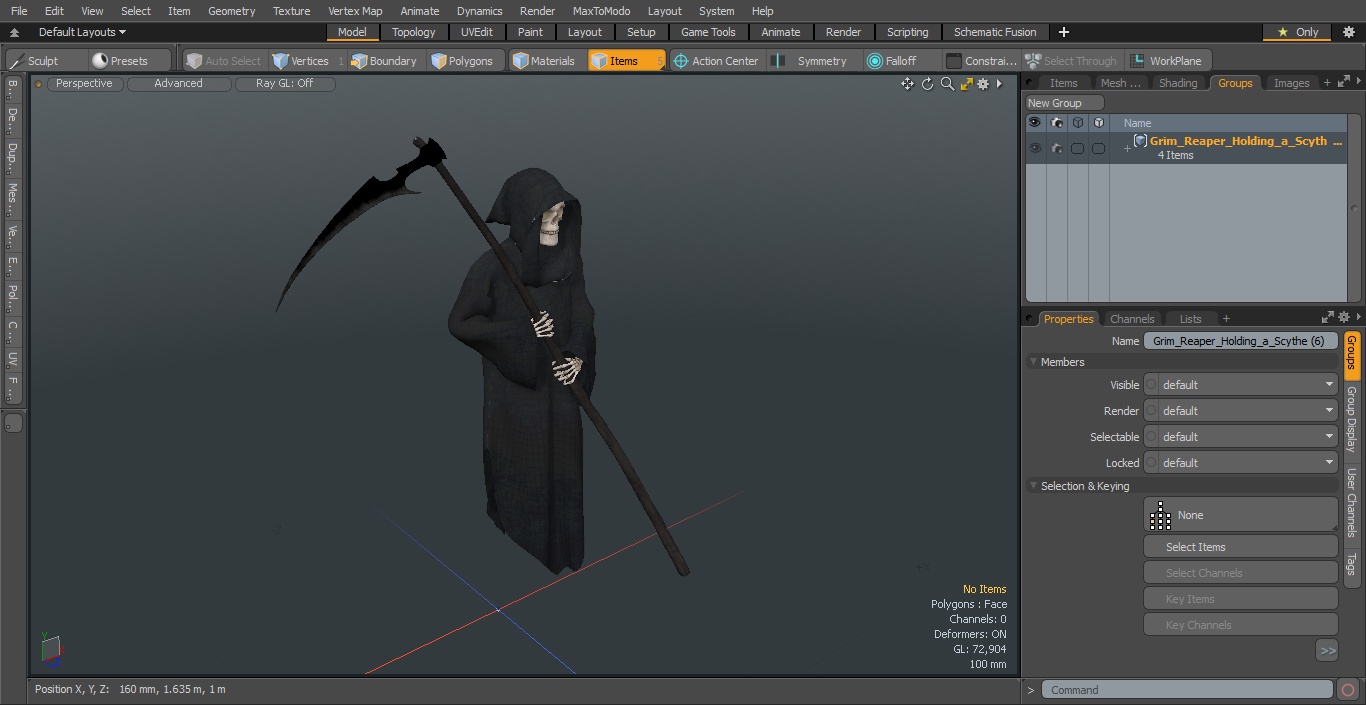 3D Grim Reaper Holding a Scythe model