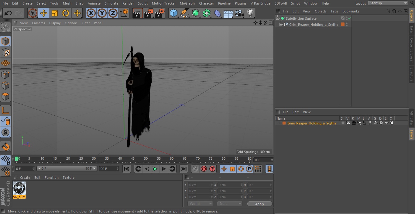 3D Grim Reaper Holding a Scythe model