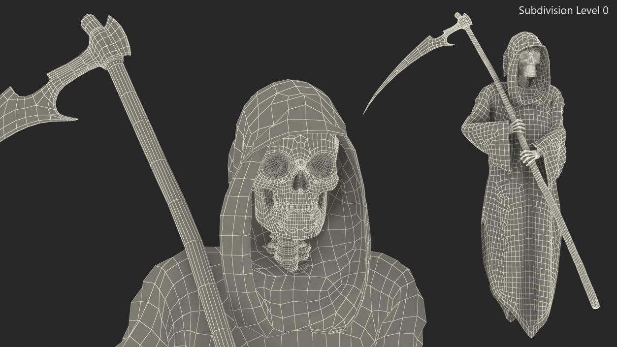 3D Grim Reaper Holding a Scythe model