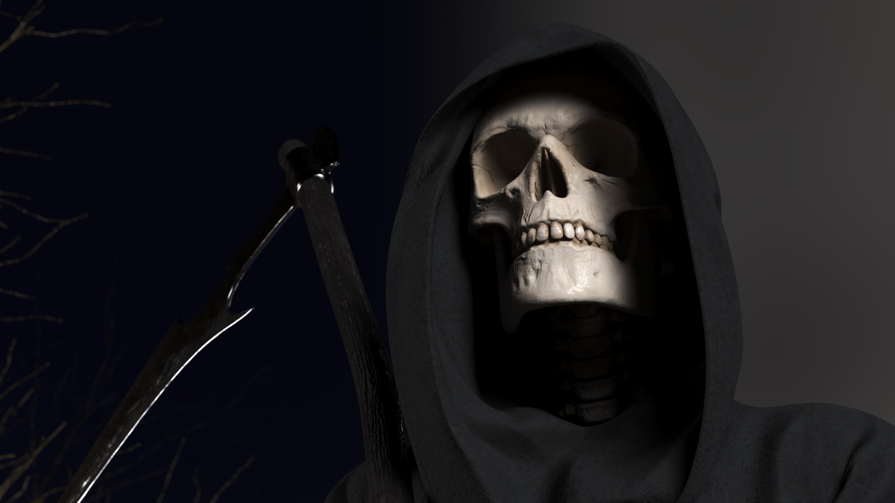 3D Grim Reaper Holding a Scythe model