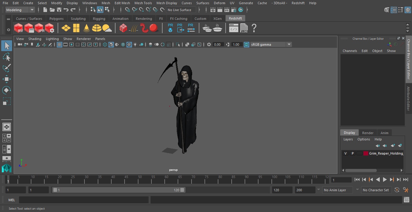 3D Grim Reaper Holding a Scythe model