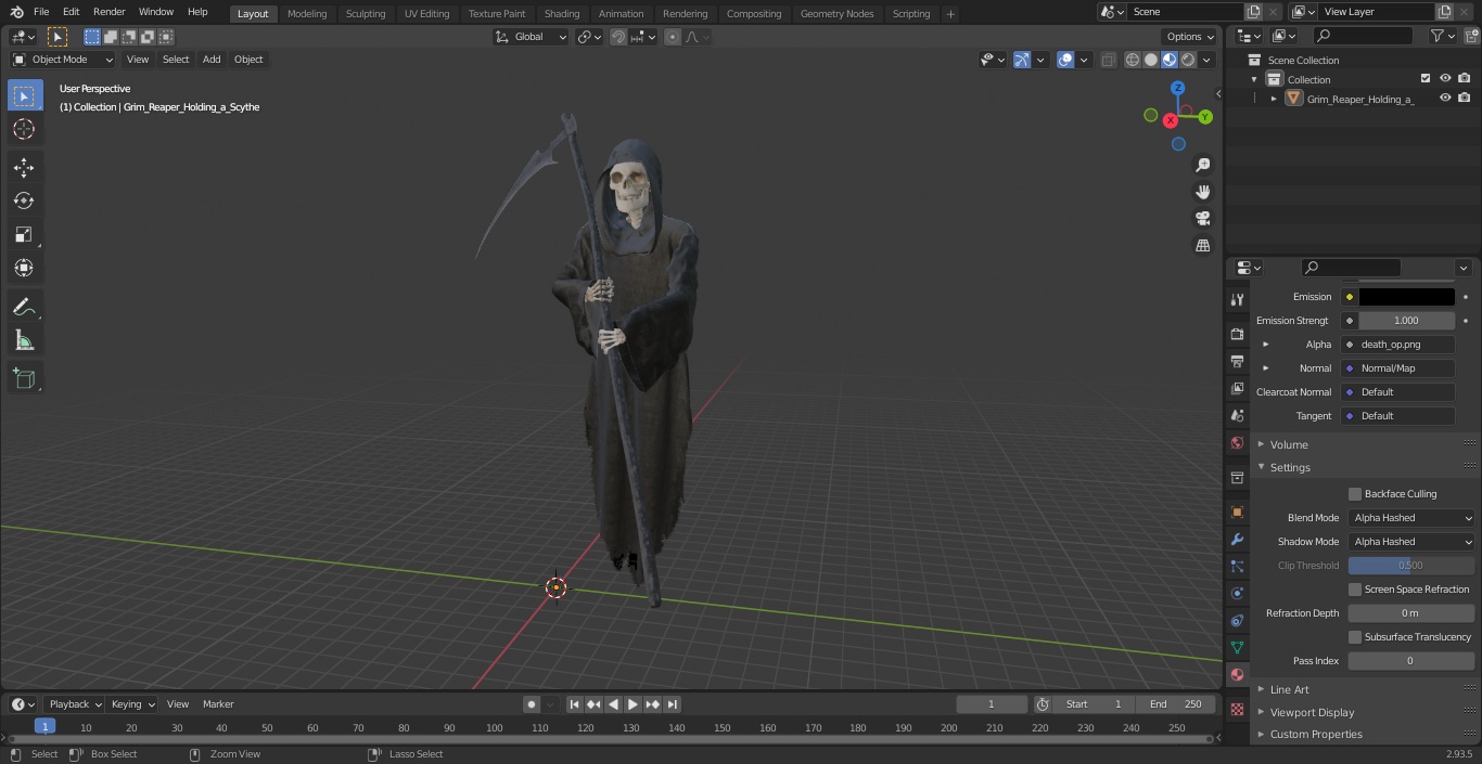 3D Grim Reaper Holding a Scythe model