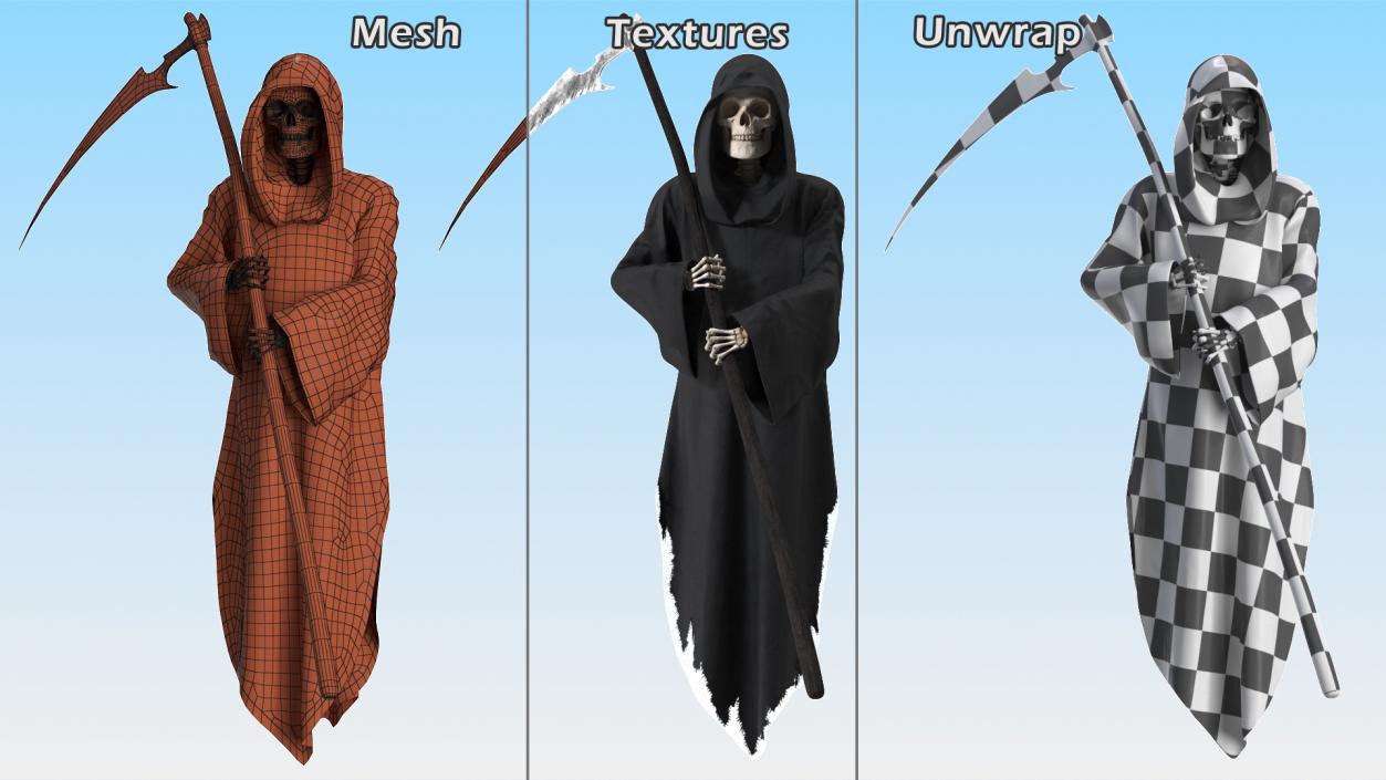 3D Grim Reaper Holding a Scythe model