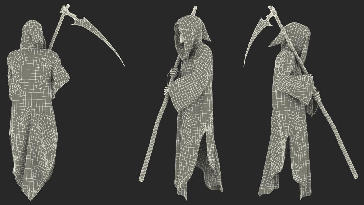 3D Grim Reaper Holding a Scythe model