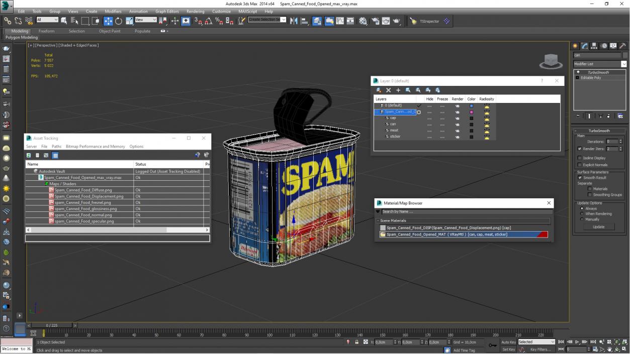 3D Spam Canned Food Opened model