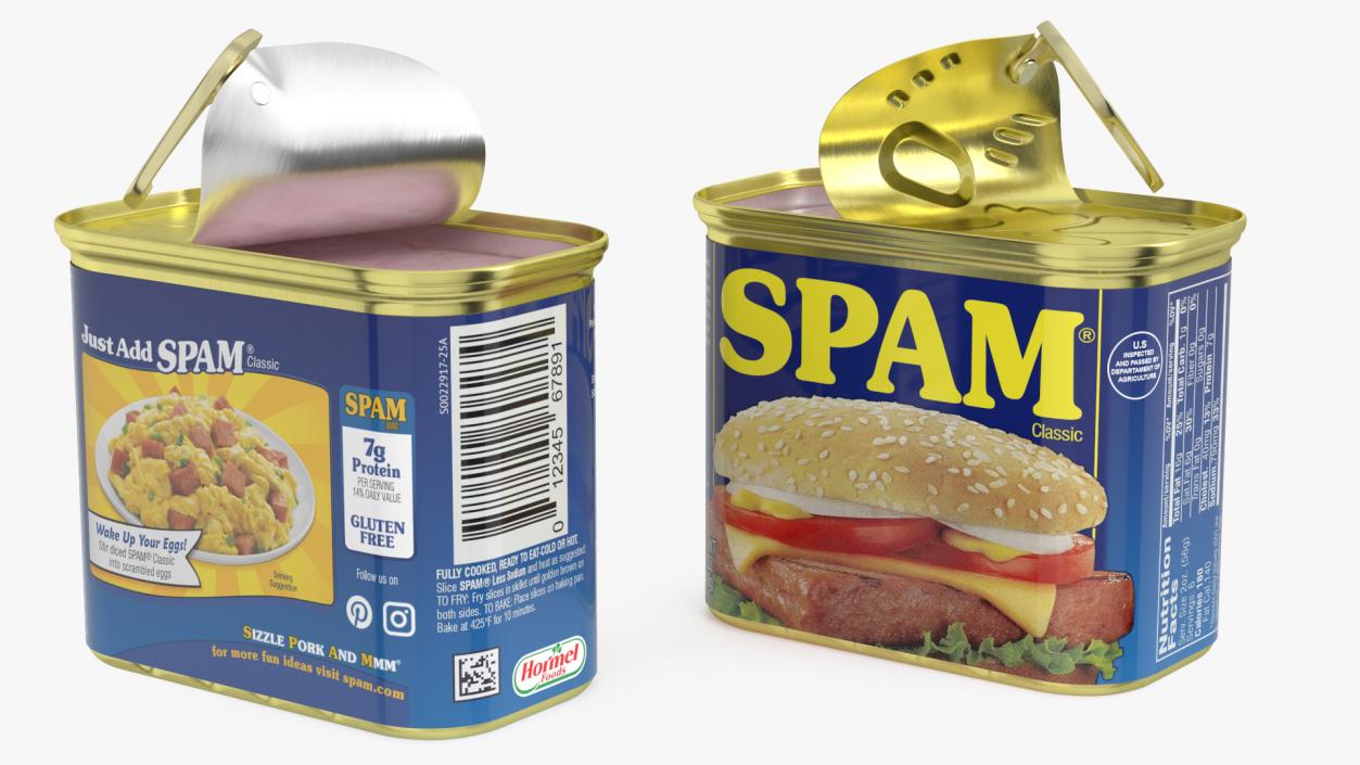 3D Spam Canned Food Opened model