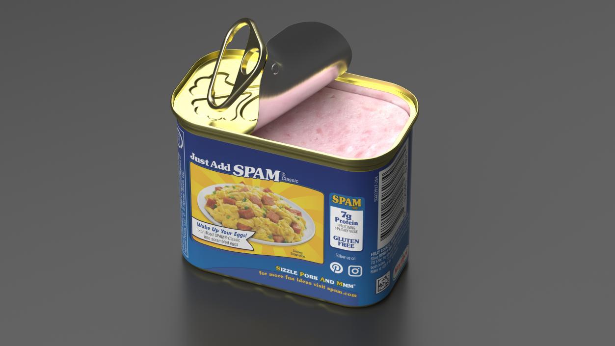 3D Spam Canned Food Opened model