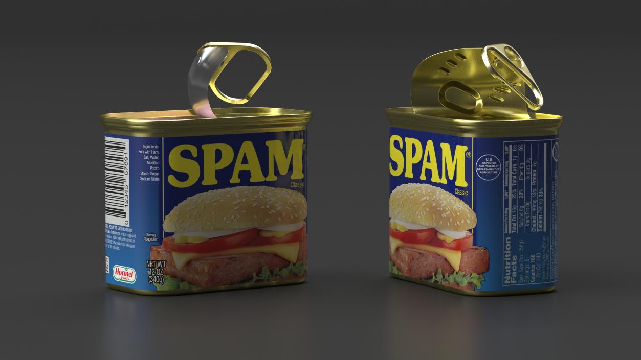 3D Spam Canned Food Opened model