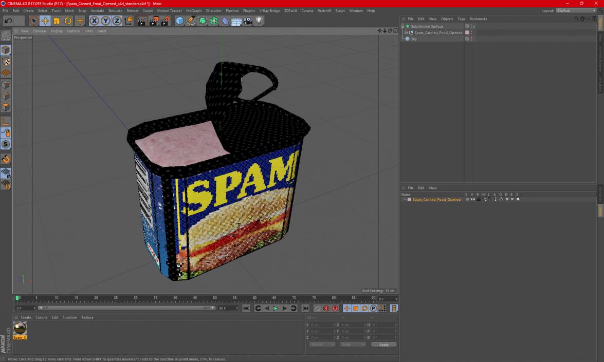 3D Spam Canned Food Opened model