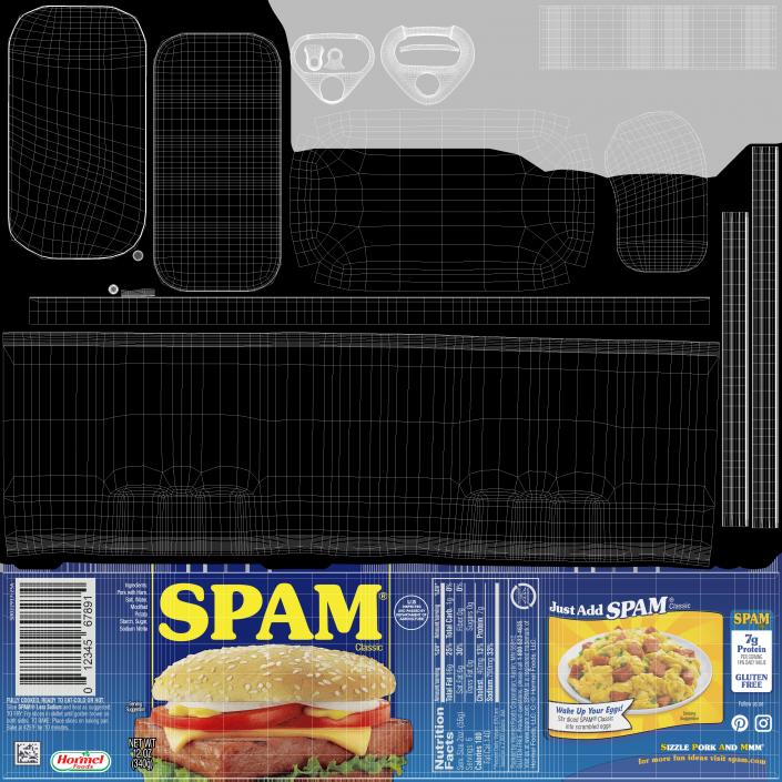 3D Spam Canned Food Opened model