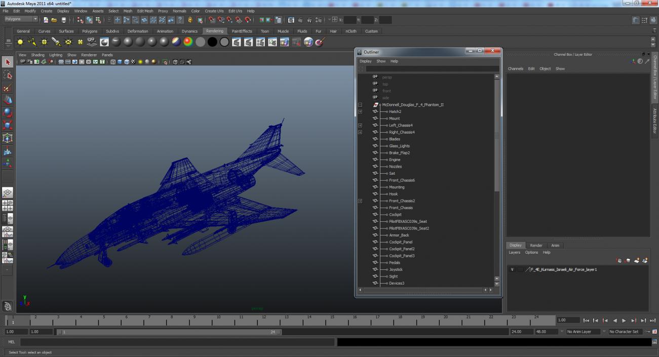 3D model F-4E Kurnass Israeli Air Force