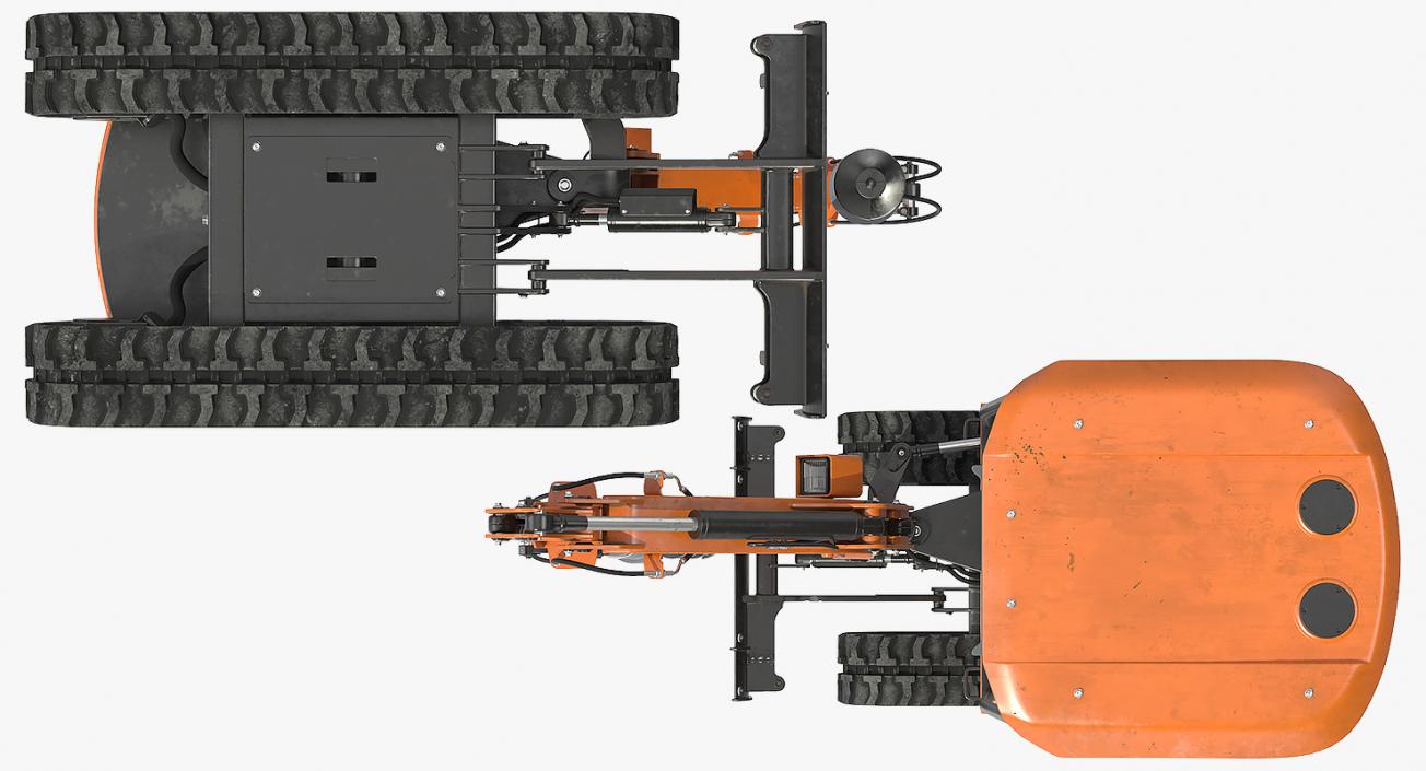 3D Tracked Mini Excavator with Drill Generic Rigged model