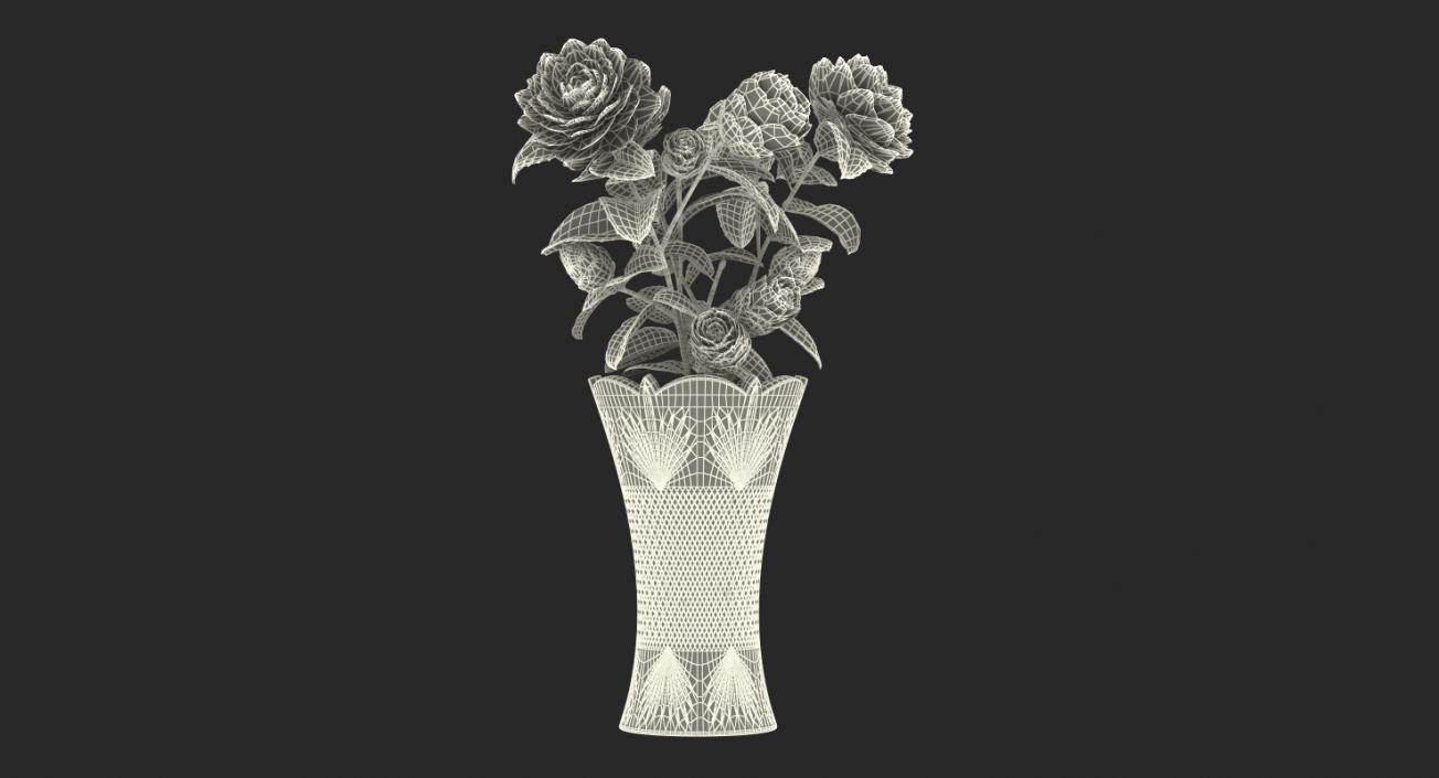 3D model White Camellia Bouquet in Vase