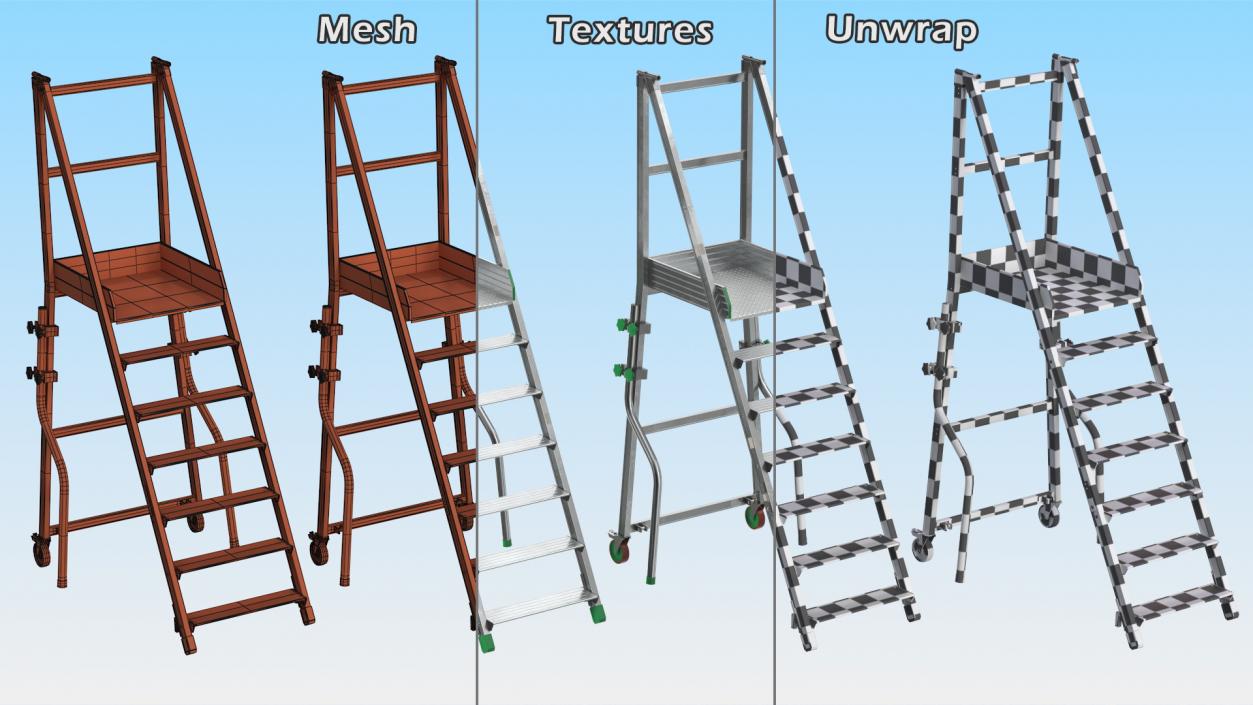 3D model Aluminium Platform Ladder