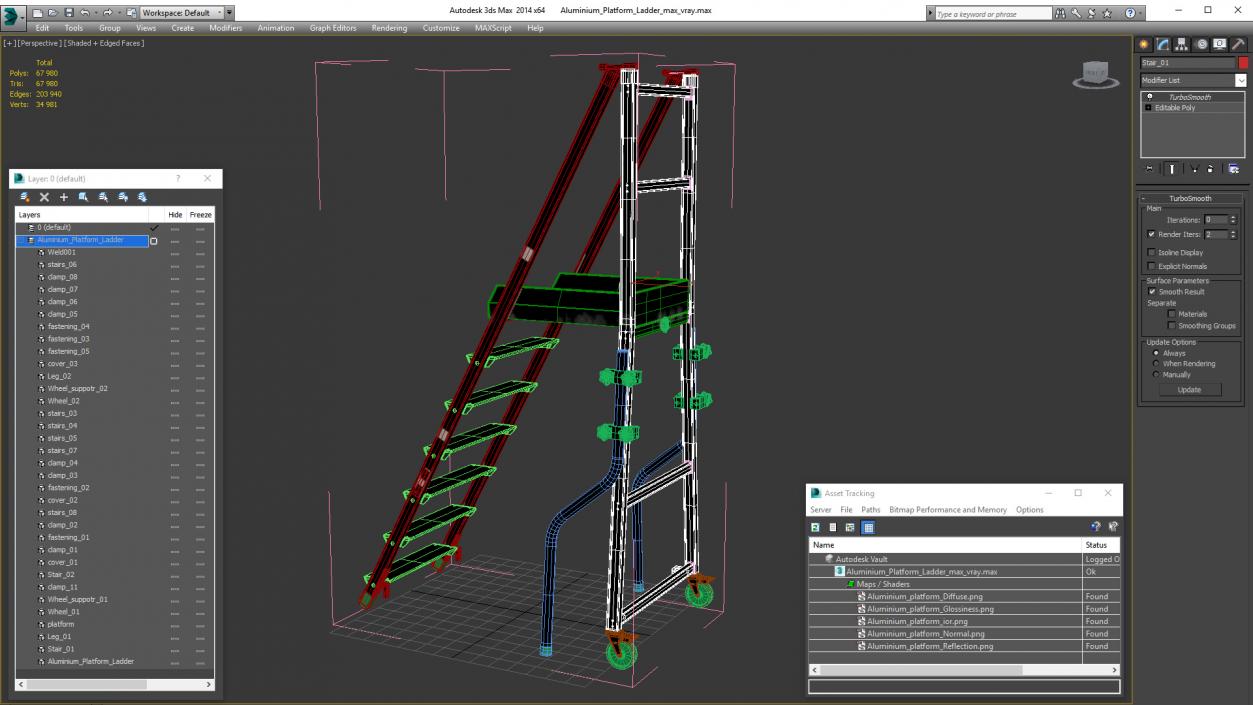 3D model Aluminium Platform Ladder