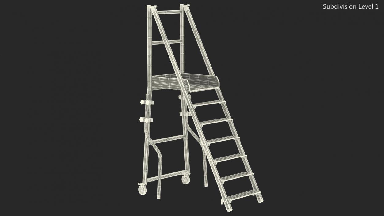 3D model Aluminium Platform Ladder