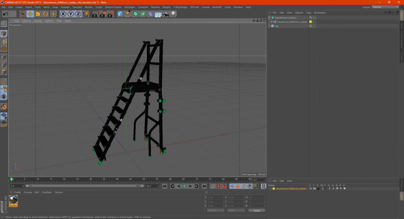 3D model Aluminium Platform Ladder