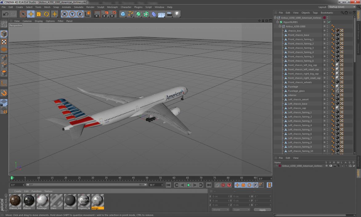 Airbus A350-1000 American Airlines 3D model