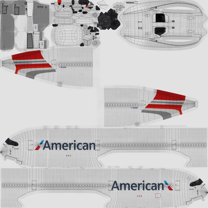 Airbus A350-1000 American Airlines 3D model