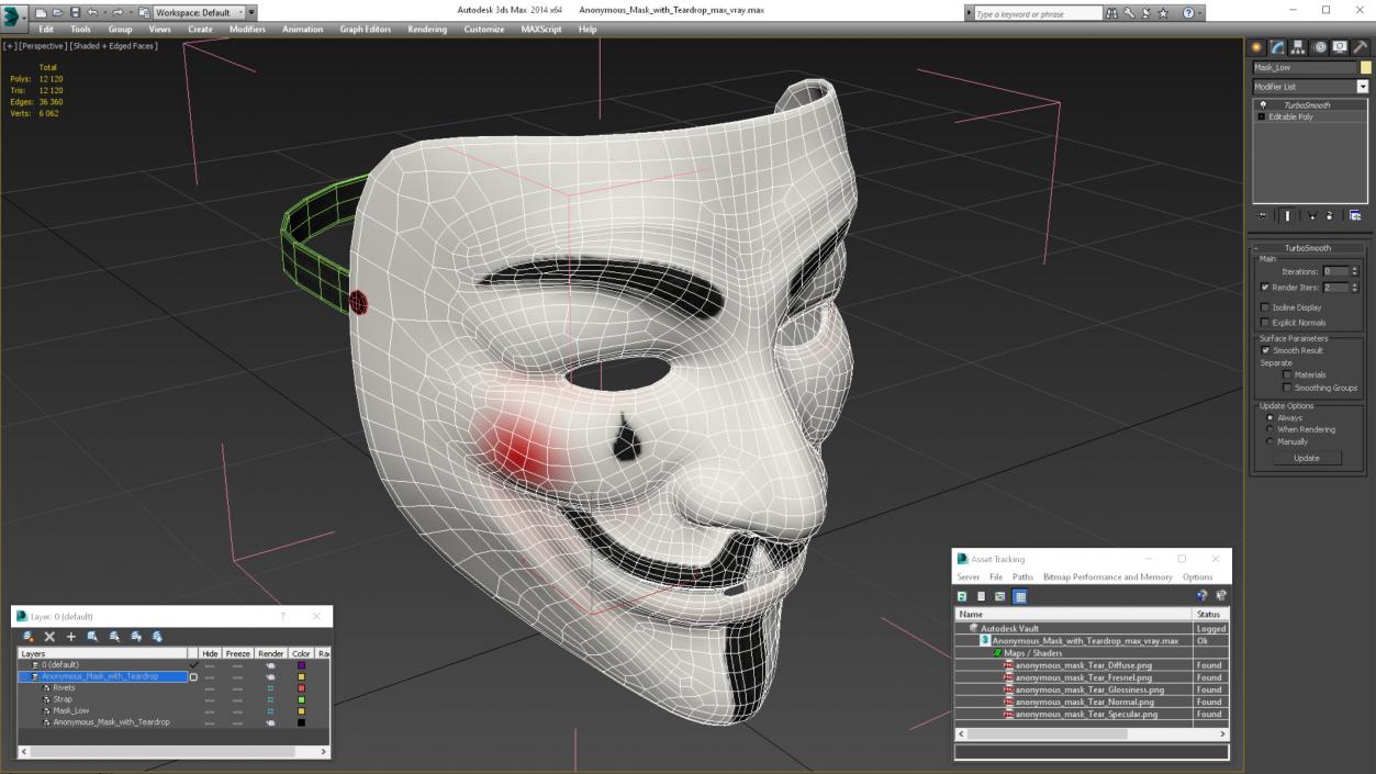 3D Anonymous Mask with Teardrop model