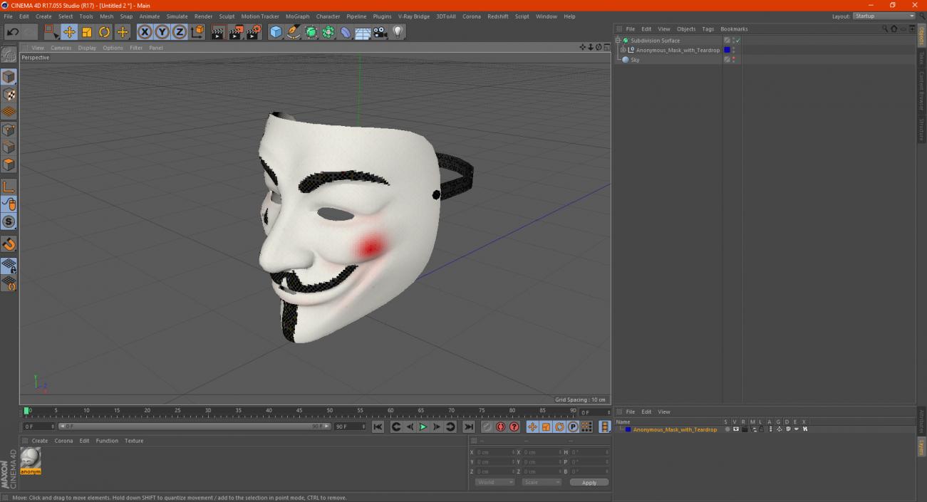 3D Anonymous Mask with Teardrop model