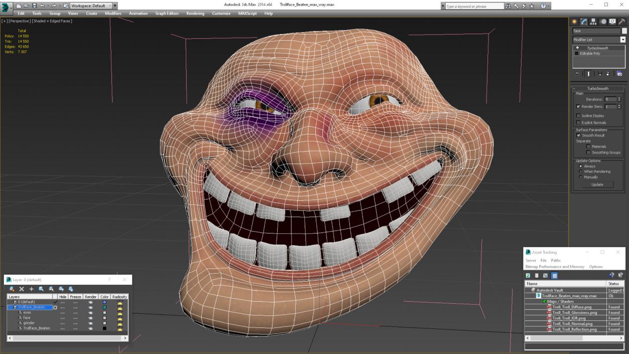 3D Trollface Beaten