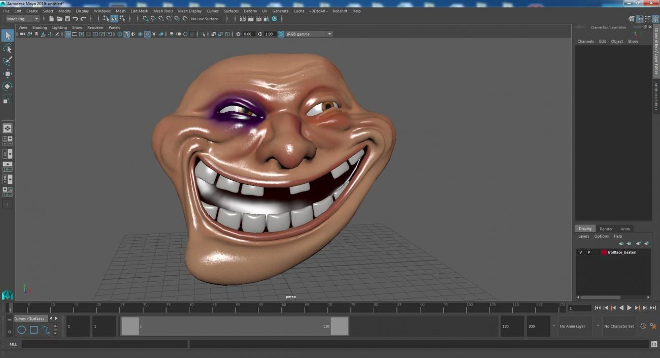 3D Trollface Beaten