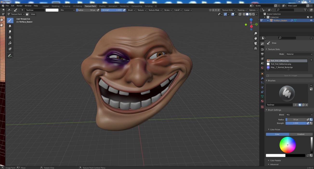 3D Trollface Beaten