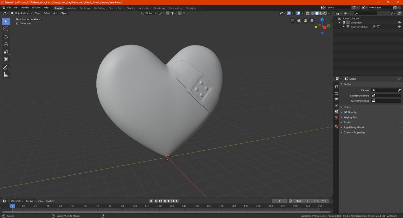 Heart with Patch Emoji 3D