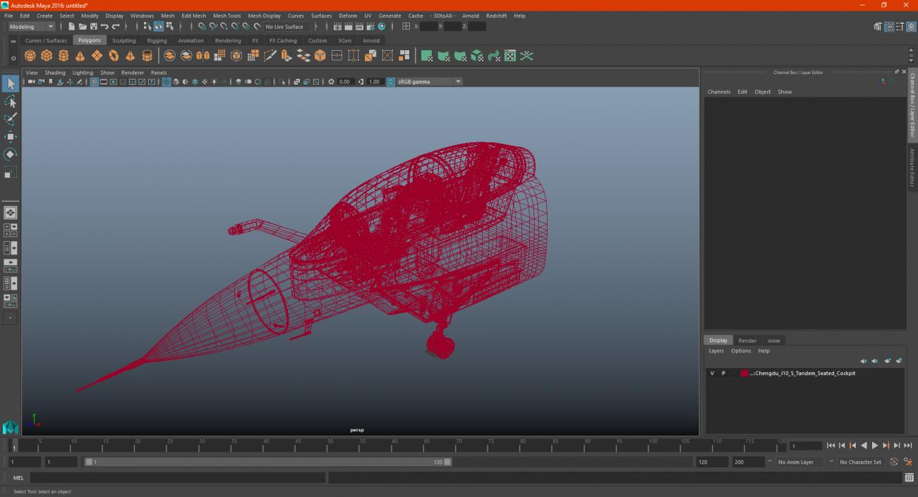 3D model Chengdu J10 S Tandem Seated Cockpit