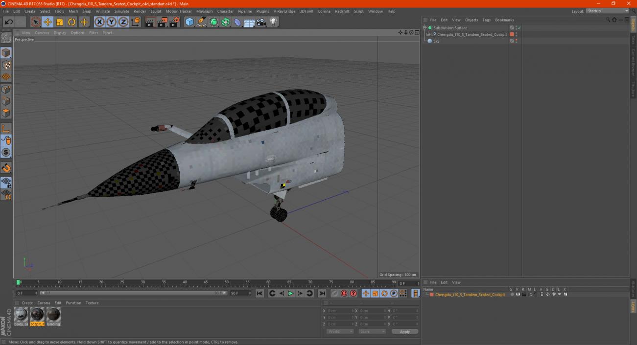 3D model Chengdu J10 S Tandem Seated Cockpit