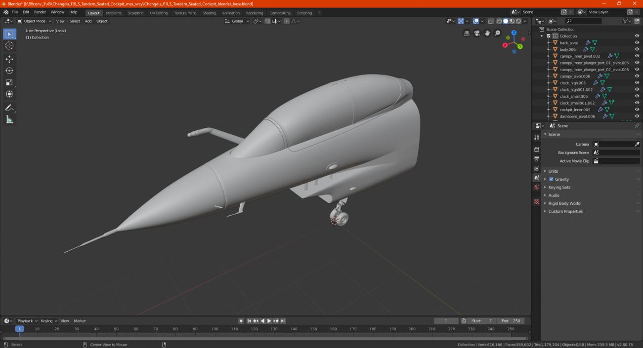 3D model Chengdu J10 S Tandem Seated Cockpit