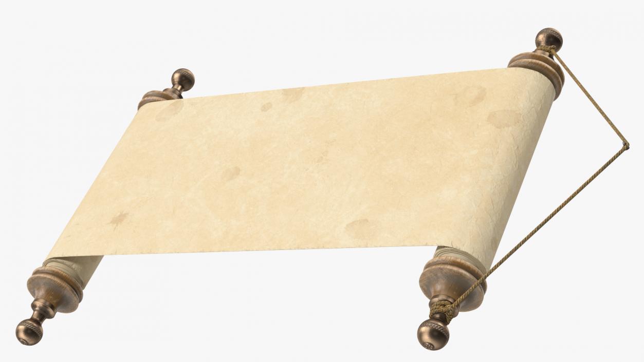 3D Antique Parchment Paper Scroll Wall Hanging model