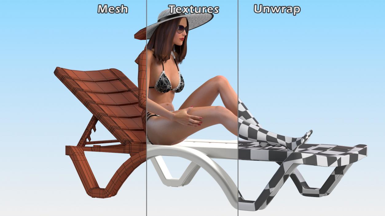 Woman in Bikini with Jacuzzi Collection 3D model