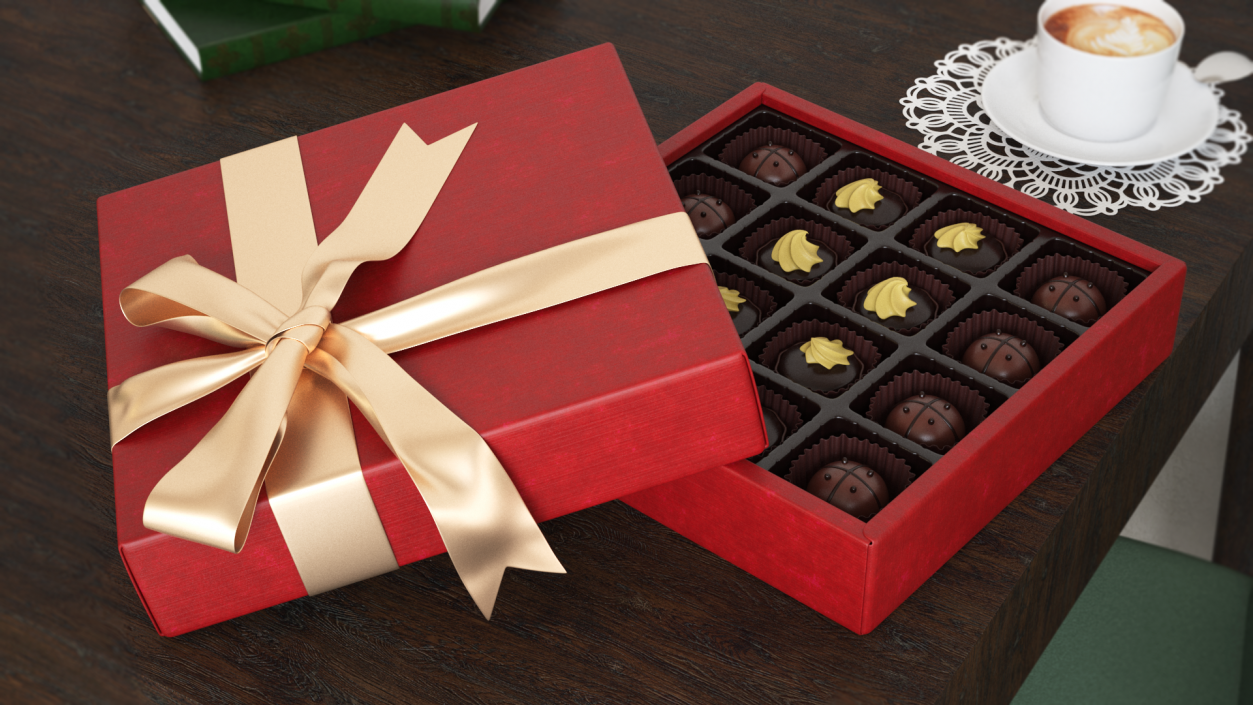 Luxury Chocolate Box Open Red 3D model