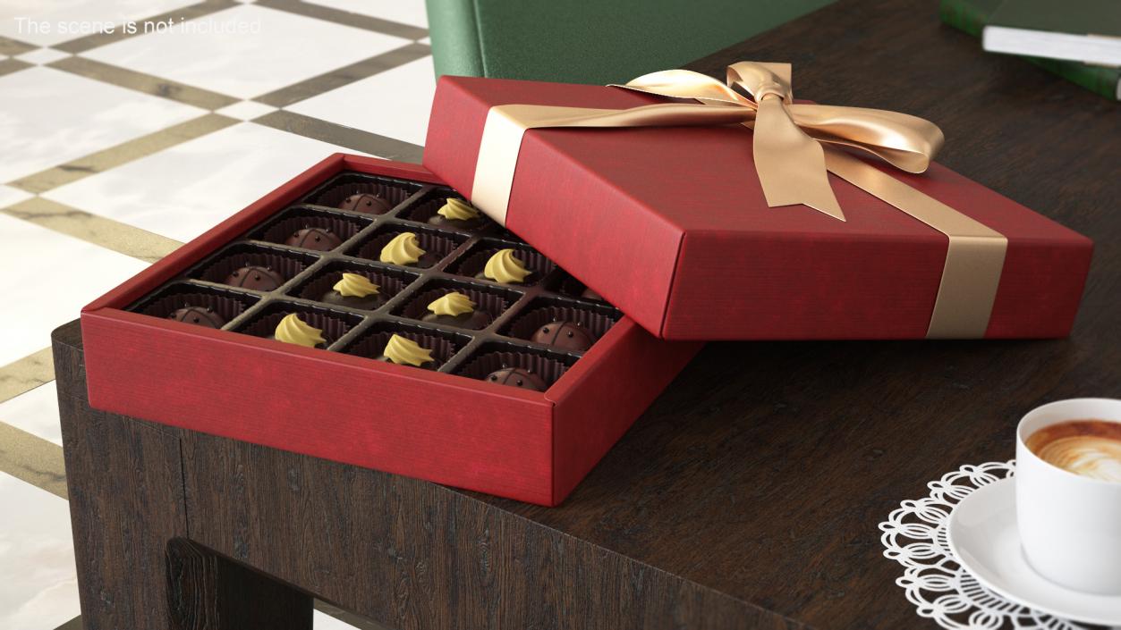 Luxury Chocolate Box Open Red 3D model