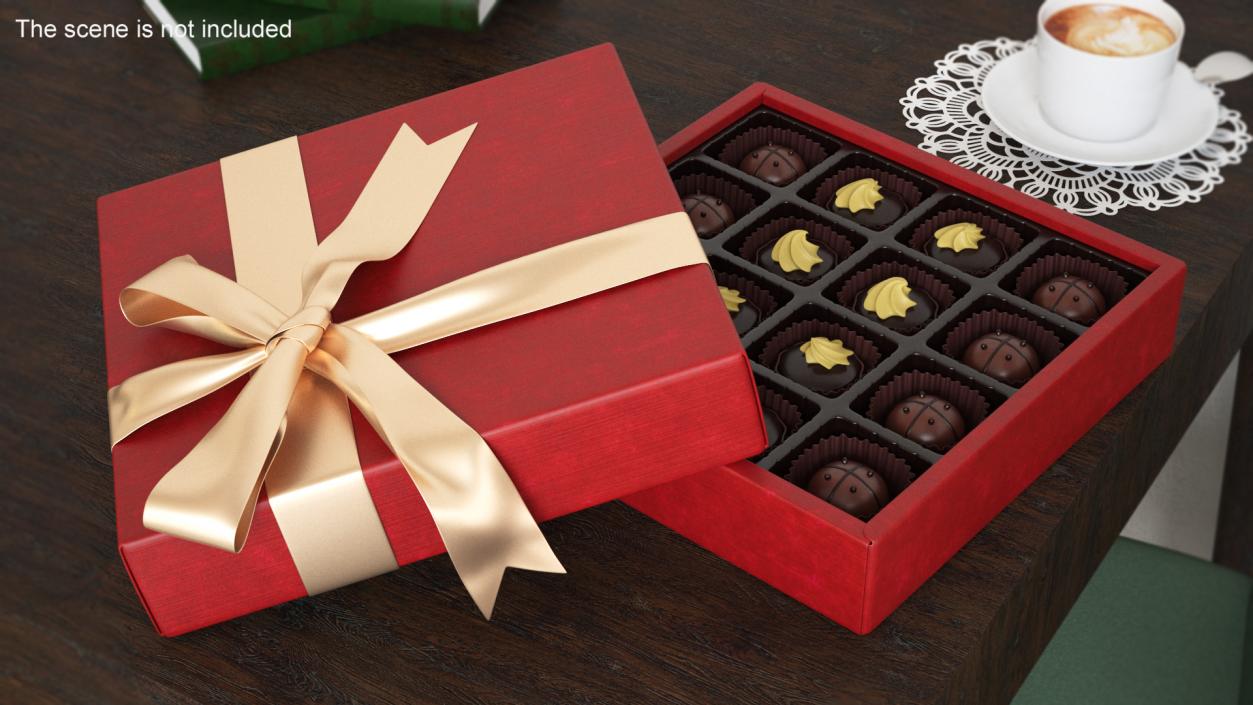 Luxury Chocolate Box Open Red 3D model