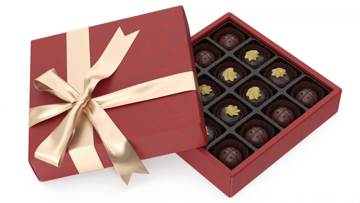 Luxury Chocolate Box Open Red 3D model