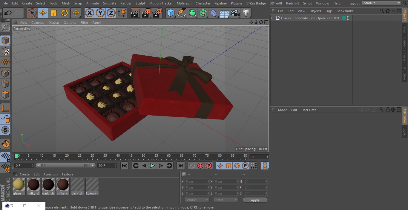 Luxury Chocolate Box Open Red 3D model