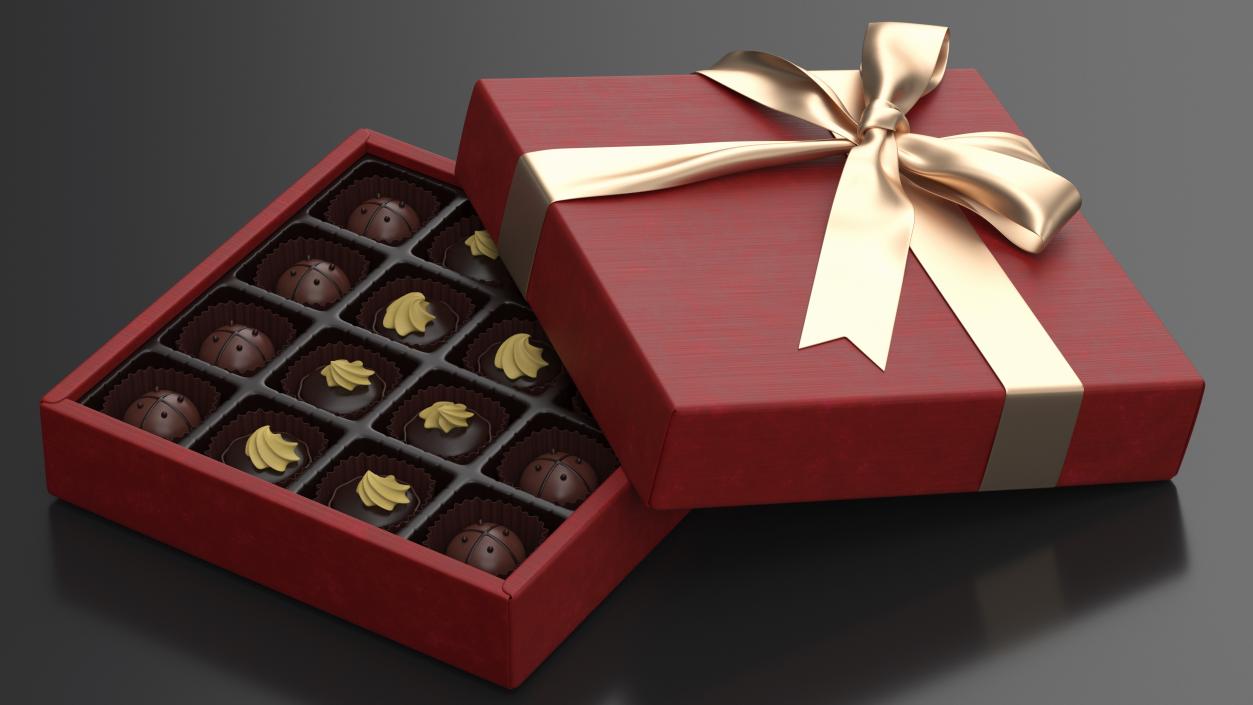 Luxury Chocolate Box Open Red 3D model